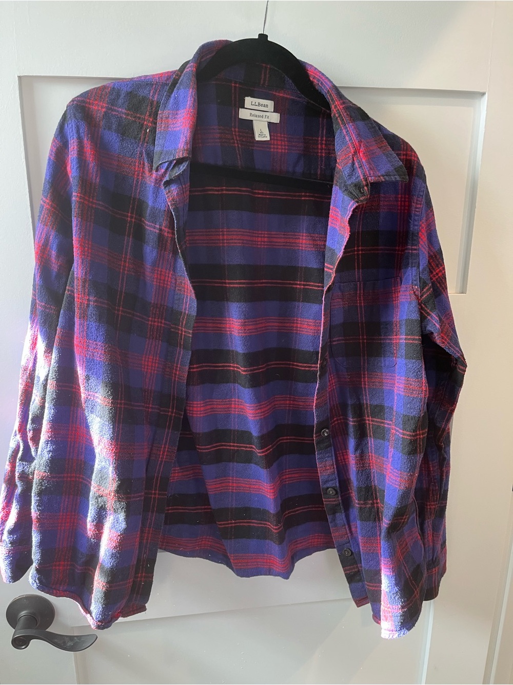 L.L.Bean Plaid Flannel Shirt Jacket - Blue & Red